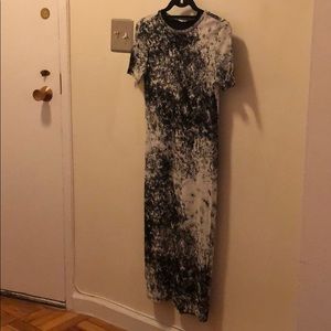 Black and White Zara Ribbed Midi Dress